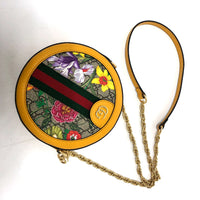 GUCCI Shoulder Bag shoulder bag GG flora webbing GG Supreme Canvas 550618 yellow Women Used Authentic