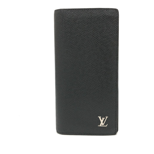 LOUIS VUITTON Long Wallet Purse Portefeuille Blaza Taiga Leather M30285 black mens Used Authentic