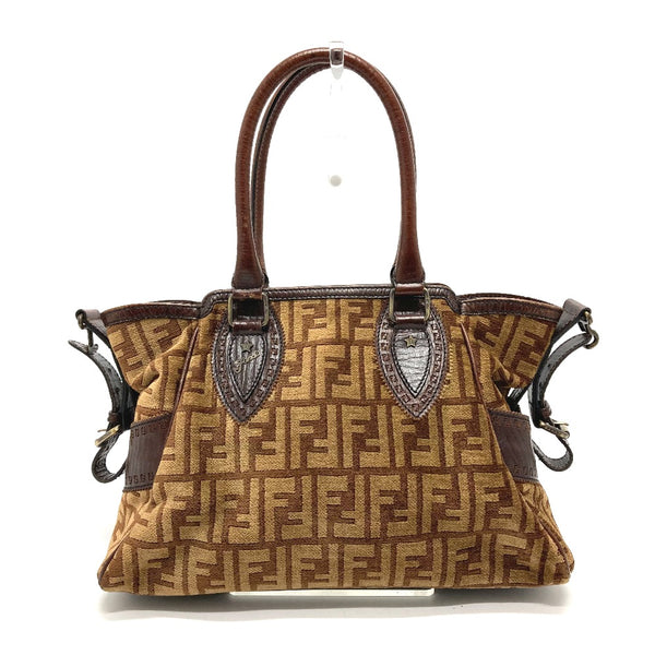 FENDI Handbag Bag Semi-Shoulder Bag Handbag Zucca FFPattern Logo Etnico Leather / suede Brown Women Used Authentic
