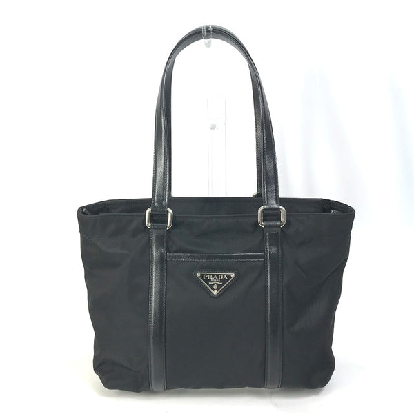 PRADA Handbag Tote Bag Shoulder Bag Bag triangle logo triangle logo plate Nylon / leather BR2288 black Women Used Authentic