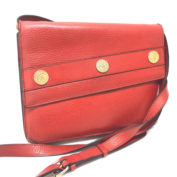 CELINE Shoulder Bag bag flap Crossbody bag vintage leather Red Women Used Authentic