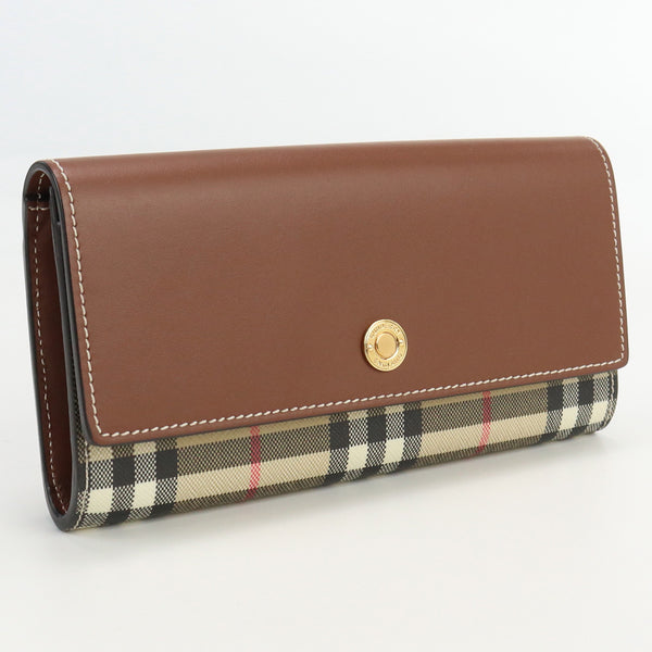 BURBERRY Continental wallet Folded long wallet coinpurse PVC/Leather Brown Women