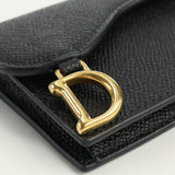 Christian Dior S5611 CBAA M900 saddle flap card holder Card Case Calfskin unisex color black
