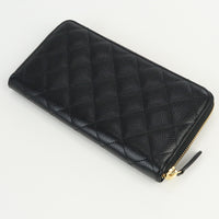 CHANEL A50097 Long wallet Zip around wallet Matrasse Caviar skin Black Women