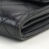 CHANEL Long flap wallet Bifold Long Wallet leather black Women