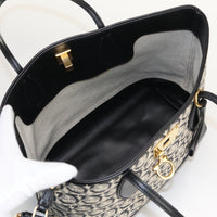 FERRAGAMO 21-H663 Hand Bag Tote Bag cotton/leather woman Black gray