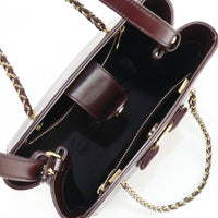 FERRAGAMO Vala ribon ChainTote Bag Hand Bag shoulder bag leather Women brown