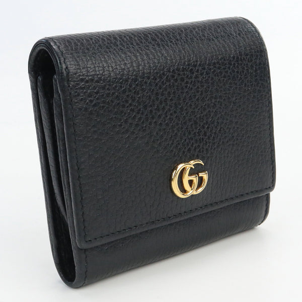 GUCCI 598587 Leather wallet GG Marmont Folded wallet compact wallet leather black Women