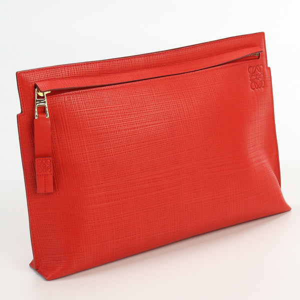 LOEWE 101.79.K05 T pouch Clutch bag Calfskin second bag Color red unisex