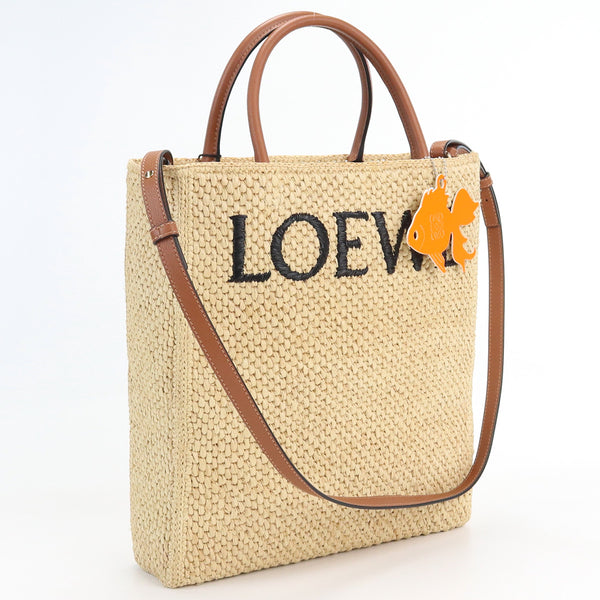 LOEWE logo A563R18X02 Standard A4 Tote Bag Shoulder Bag Raffia Beige Women
