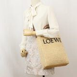 LOEWE logo A563R18X02 Standard A4 Tote Bag Shoulder Bag Raffia Beige Women