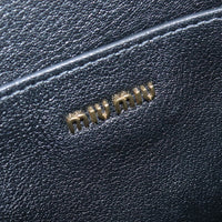 MIUMIU 5BA231 Tote Bag Logo Metal Handbag Shoulder bag leather Black Women