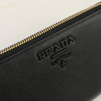 PRADA 1ML506 Zip Around Purse leather long wallet color black unisex