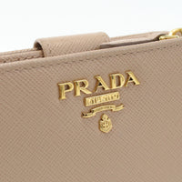 PRADA 1ML018 ZLP F0KNX Saffiano compact wallet Bi-fold wallet leather Color beige Women