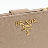 PRADA 1ML018 ZLP F0KNX Saffiano compact wallet Bi-fold wallet leather Color beige Women