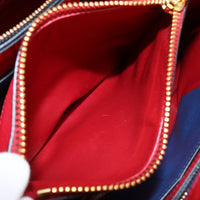 PRADA 2WAY Handbag leather With shoulder strap Color: Navy Women
