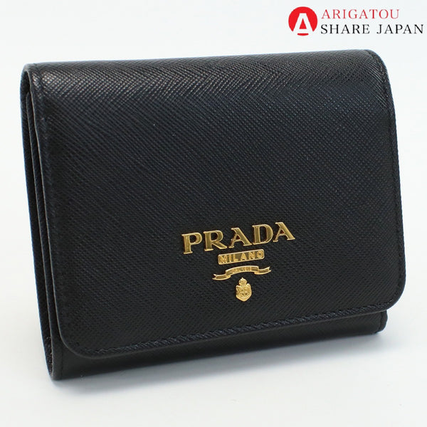 PRADA 1MH176 QWA F0002 Saffiano Three-fold wallet with coin purse leather compact Women