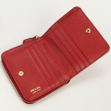 PRADA 1ML036 QWA F068Z Saffiano Bifold Wallet Folded wallet with coin purse leather Women color red