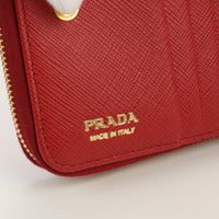 PRADA 1ML036 QWA F068Z Saffiano Bifold Wallet Folded wallet with coin purse leather Women color red