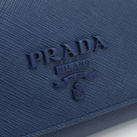 PRADA 1MH132 Saffiano leather wallet With Purse double-fold coin purse leather woman color blue