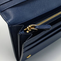 PRADA 1MH132 Saffiano leather wallet With Purse double-fold coin purse leather woman color blue