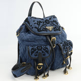 PRADA 1BZ677 Denim Backpack Bga embroidery Blue Women
