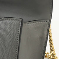 PRADA Chain Shoulder Bag Safiano leather Diagonal Cross body Gray leather Women