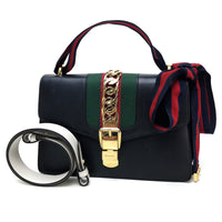 GUCCI Shoulder Bag Bag Sherry line Silvi Small Ribbon leather 421882 black Women Used Authentic